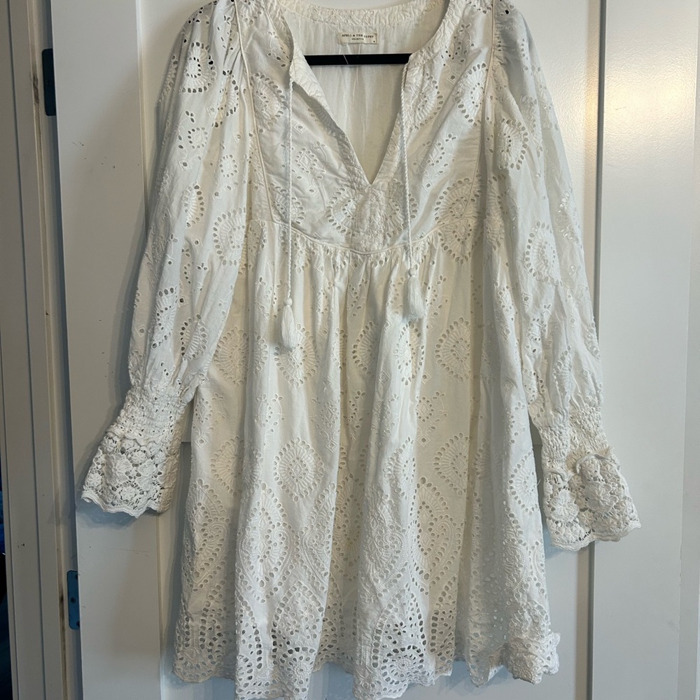 Spell White Eyelet Midi Dress